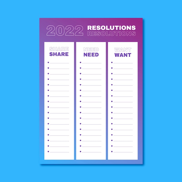 Modern new year's resolution list