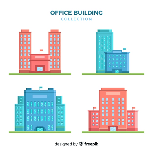 Modern office building collection with flat design