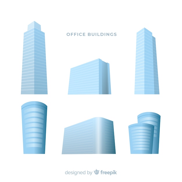 Free Vector modern office building collection with flat design