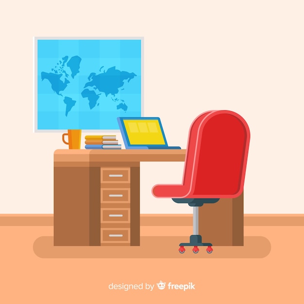 Free Vector modern office desk with flat design