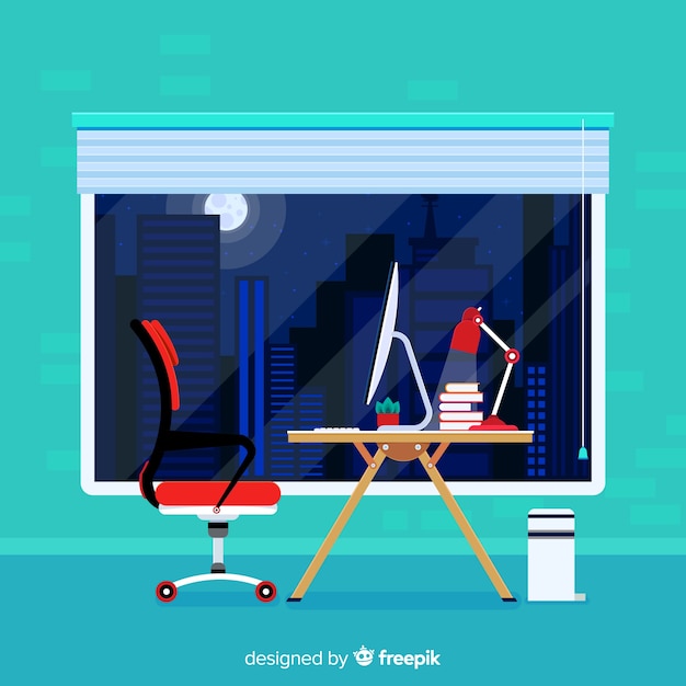 Free Vector modern office desk with flat design