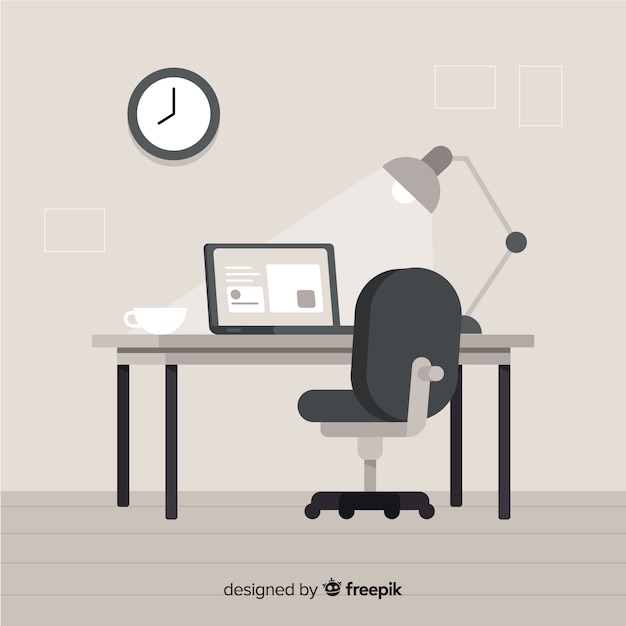 Free Vector modern office desk with flat design