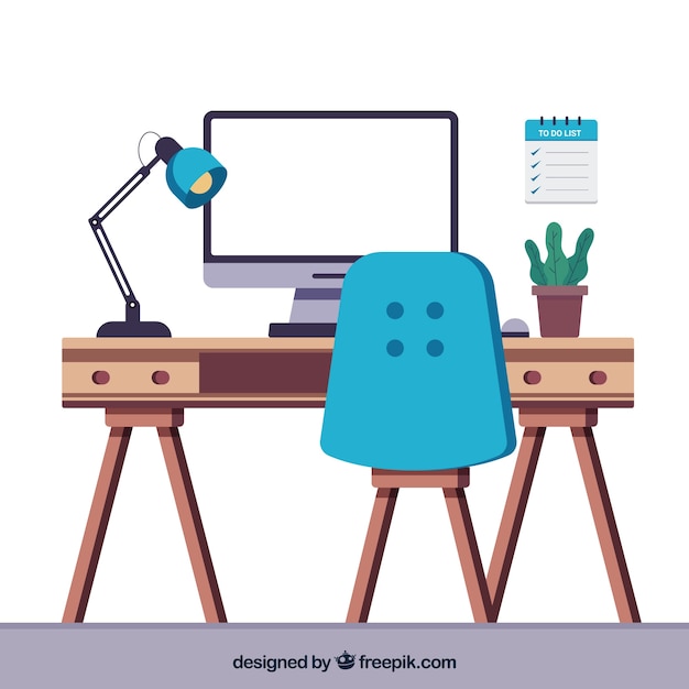 Free Vector modern office desk with fun style