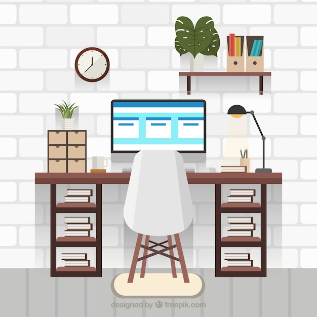 Free Vector modern office desk with professional style