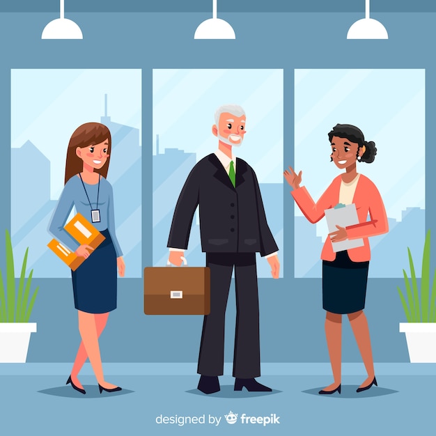 Free Vector modern office people composition with flat design