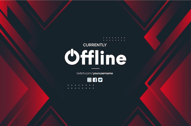 Modern Offline Twitch Banner Background with Abstract Red Shapes