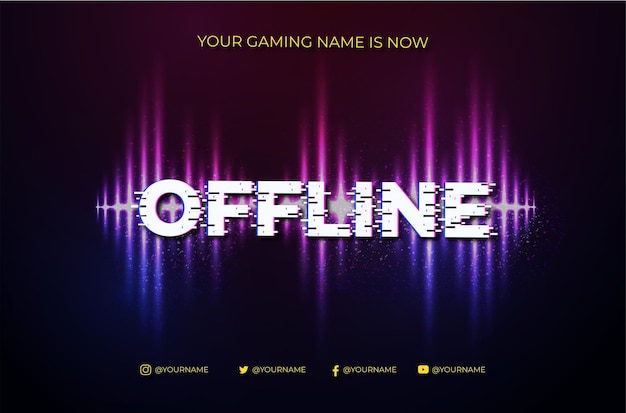 Modern Offline Twitch Banner background with Abstract Sound Wave Degrade