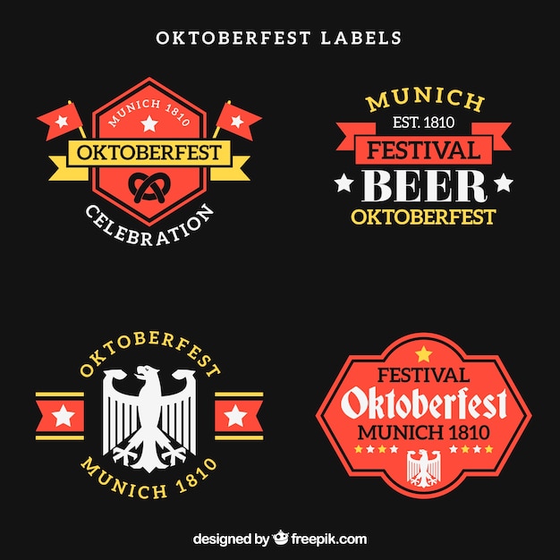 Free Vector modern oktoberfest label collection