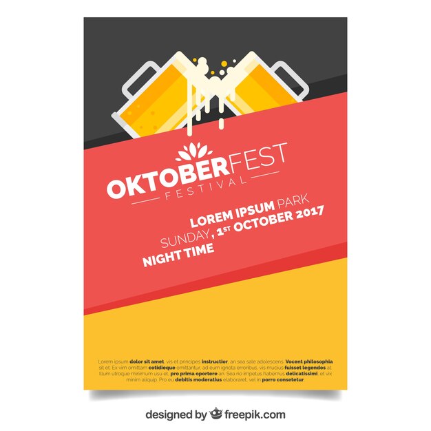 Modern oktoberfest poster with flat design