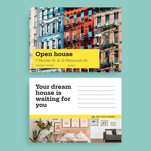 Modern open house postcard