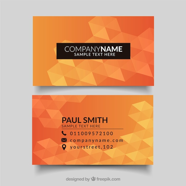 Modern orange business card