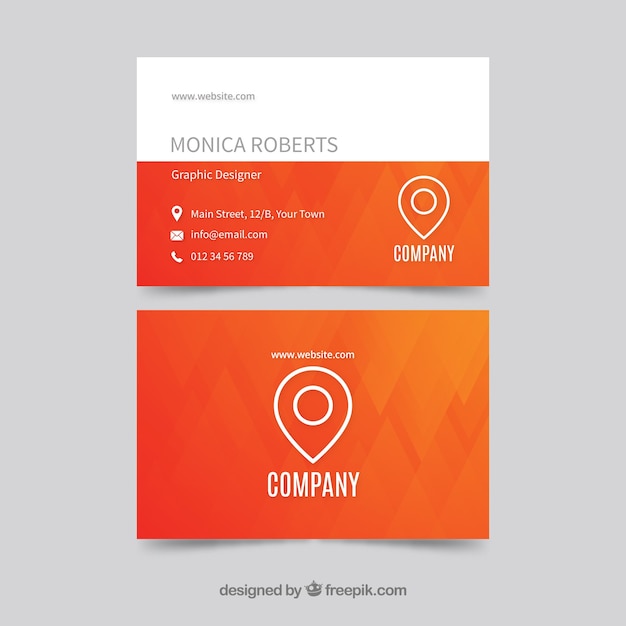 Modern orange and white business card template