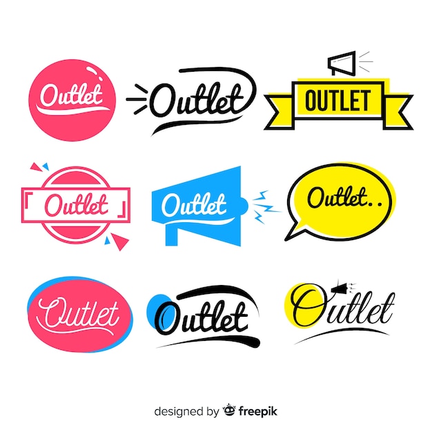 Modern outlet badge collection with flat design