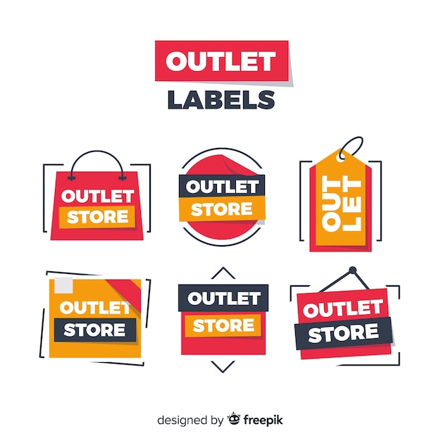 Modern outlet badge collection with flat design