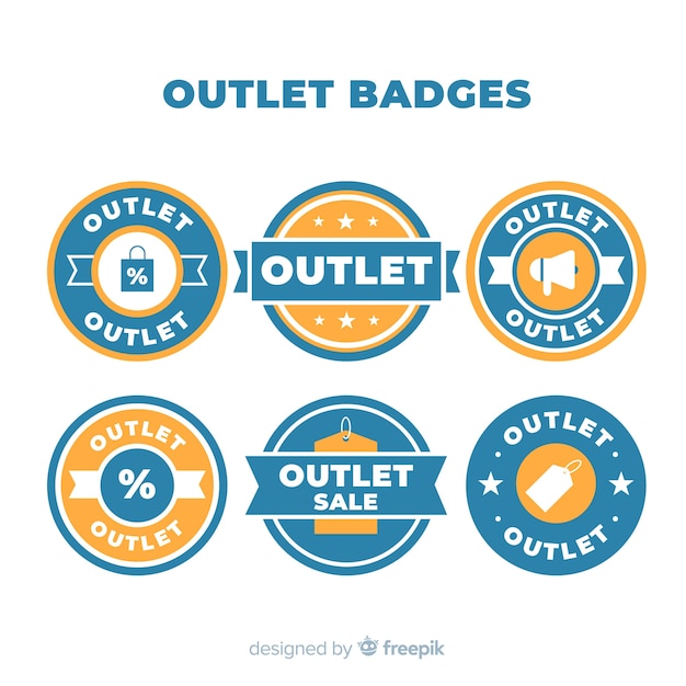 Free Vector modern outlet badge collection with flat design