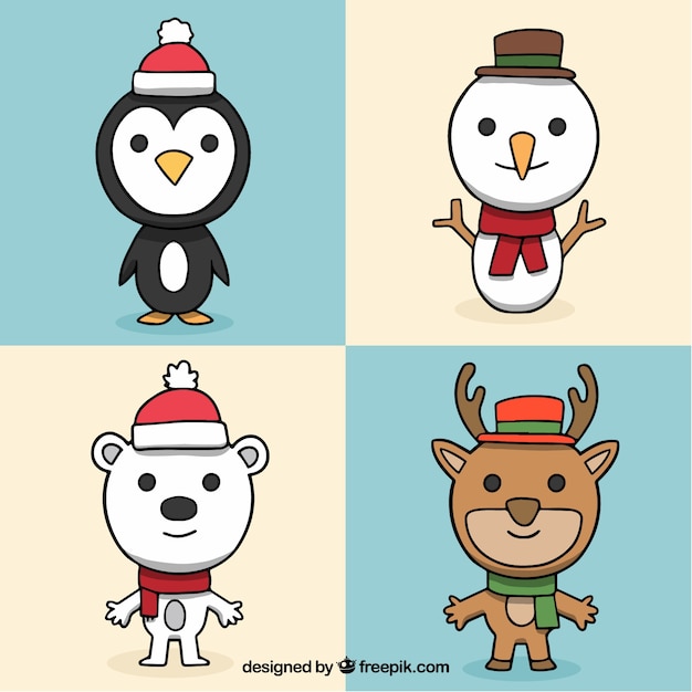 Free Vector modern pack of christmas characters