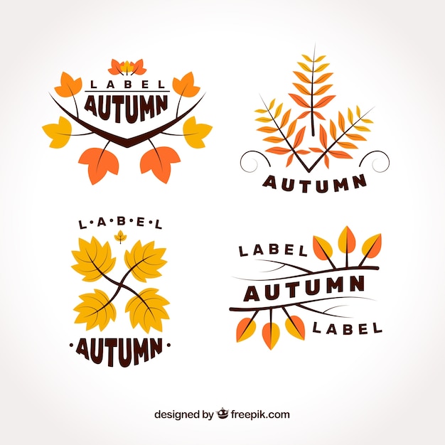 Modern pack of flat autumn labels