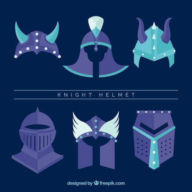 Free vector modern pack of flat medieval helmet