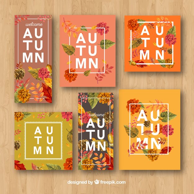 Modern pack of floral autumn cards