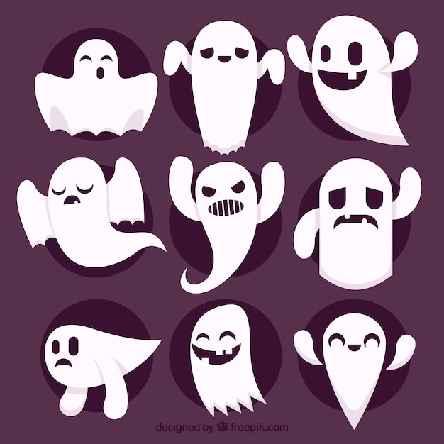 Modern pack of halloween ghosts