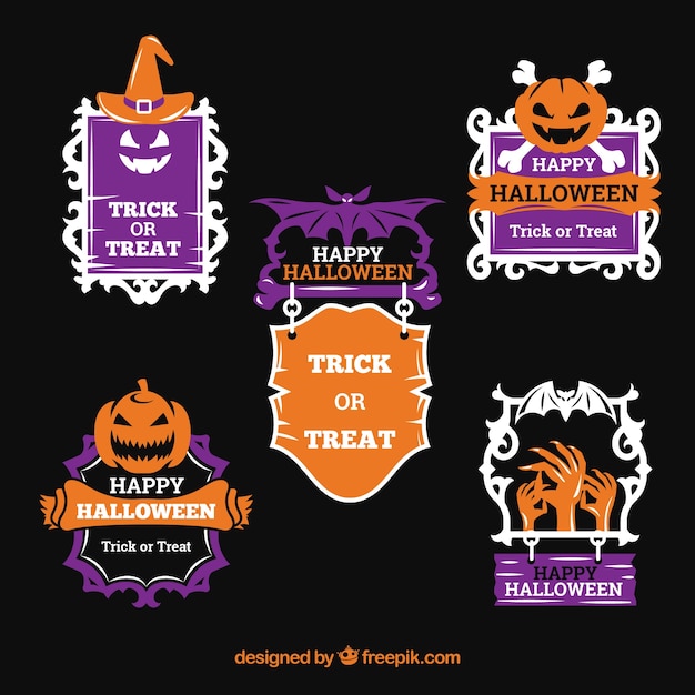 Free vector modern pack of original halloween labels