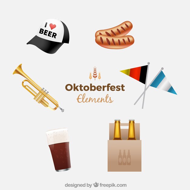 Modern pack of realistic oktoberfest elements