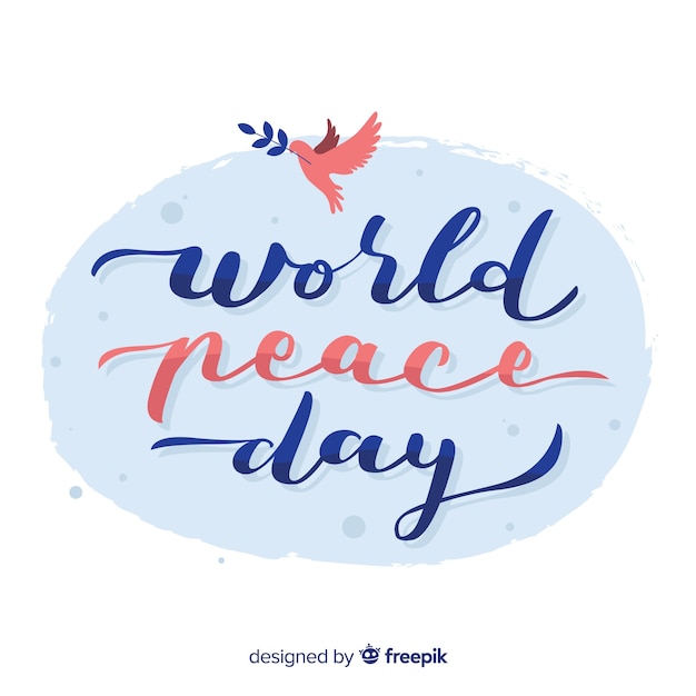 Free Vector modern peace day lettering background