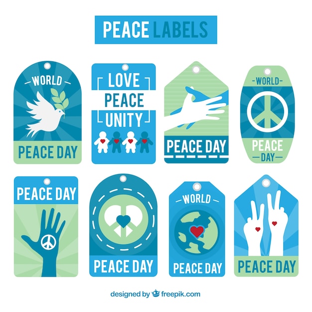 Free Vector modern peace labels with flat design