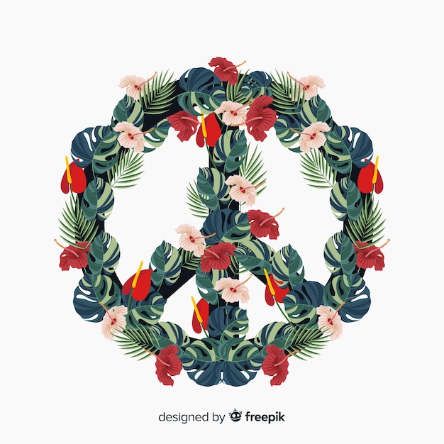 Modern peace symbol with floral style