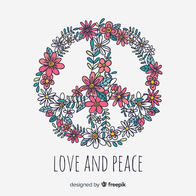 Modern peace symbol with floral style