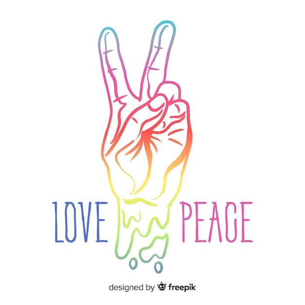 Free Vector modern peace symbol with hand showing two fingers