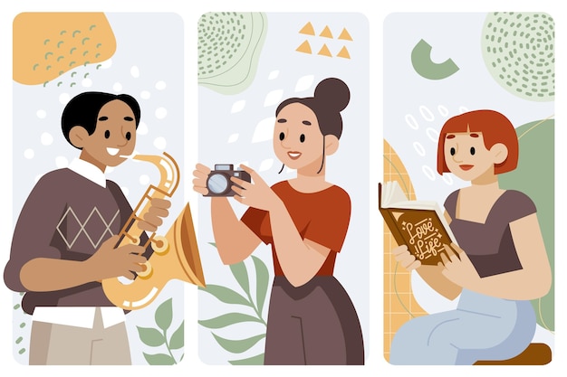 Free Vector modern people doing cultural activites