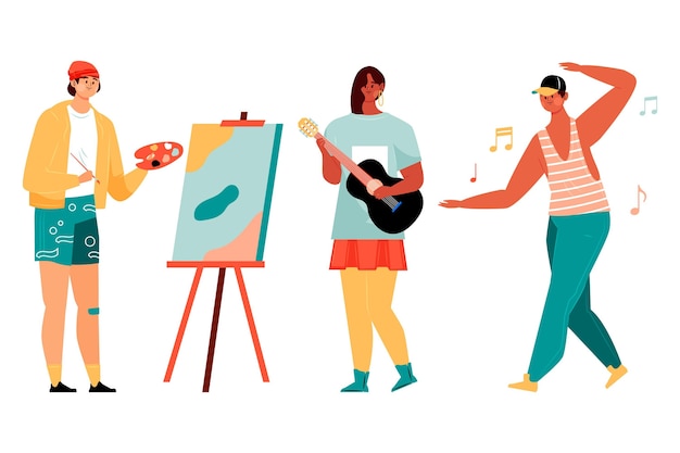 Free Vector modern people doing cultural activities