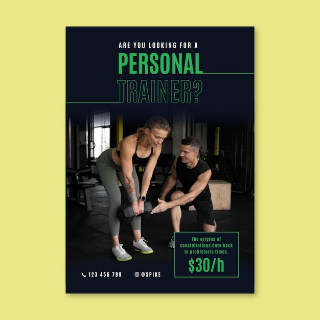 Free Vector modern personal trainer poster