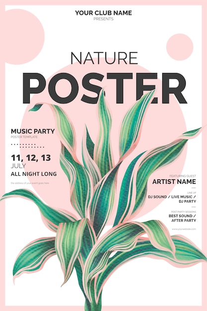 Free vector modern poster template with botanical illustration