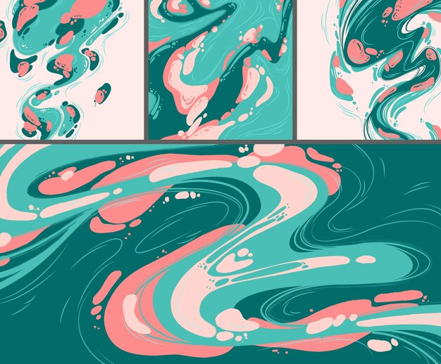 Modern posters with abstract fluid pattern