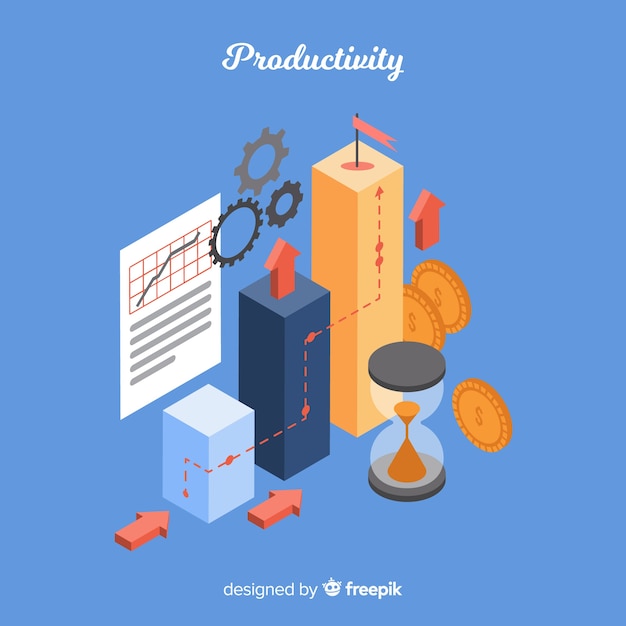 Free Vector modern productivity concept with isometric view