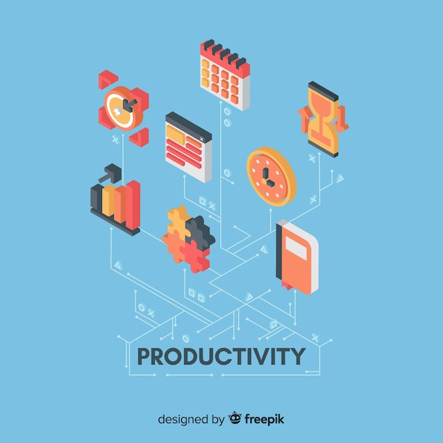 Free Vector modern productivity concept with isometric view