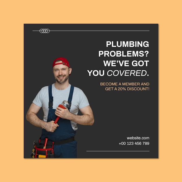 Modern professional plumber services facebook post