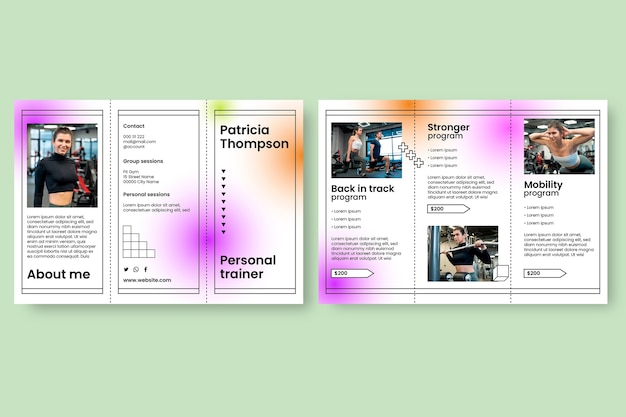 Free Vector modern purple pt personal trainer brochure