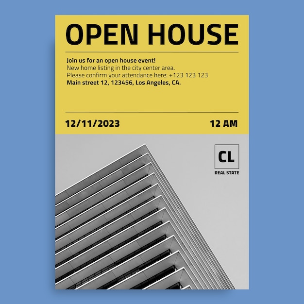 Free Vector modern real estate open house invitation