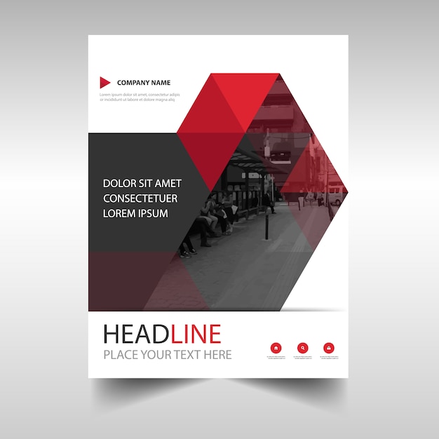 Modern red annual report book cover template