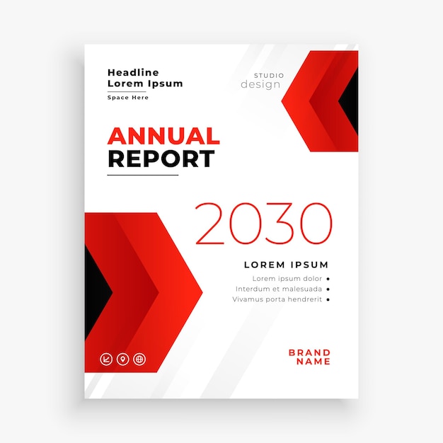 Modern red annual report business brochure flyer template design