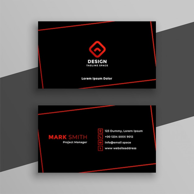 Modern red and black business card template