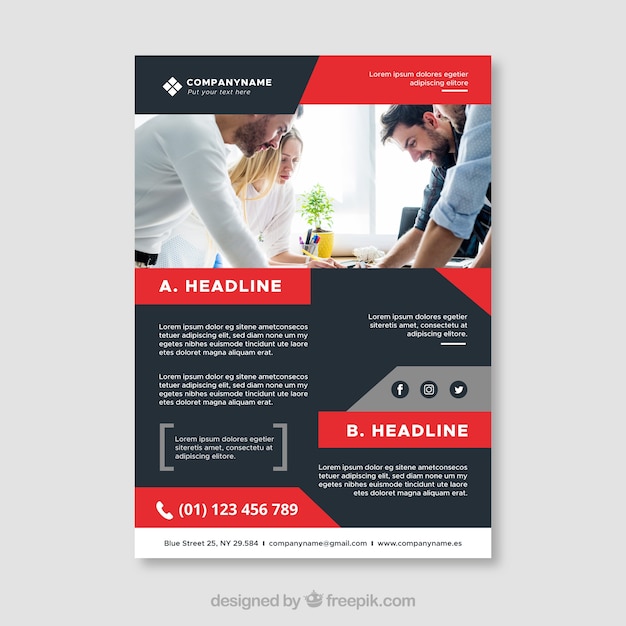 Modern red business flyer template