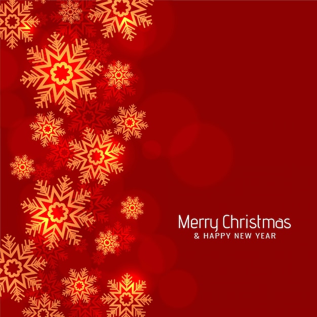 Modern red color Merry Christmas snowflakes background