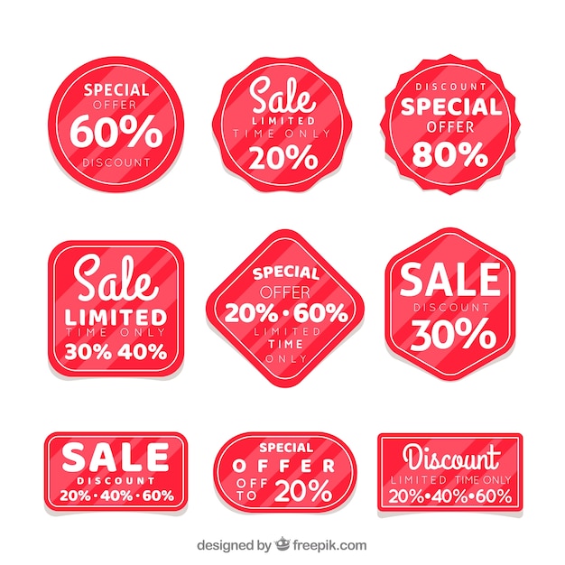 Modern red discount sticker set