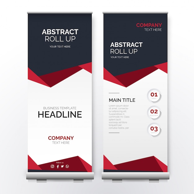 Free Vector modern red roll up with abstract shapes