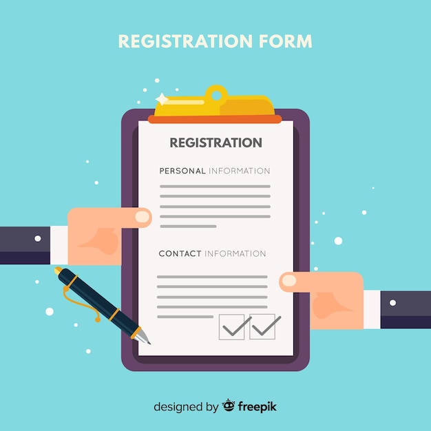 Free Vector modern registration form with flat design