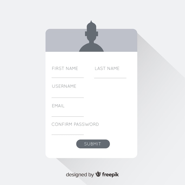 Free Vector modern registration form with flat design